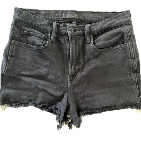 Designer Genetic Black Fringe High Waisted Denim Shorts raw hem cut offs - Picture 1 of 7